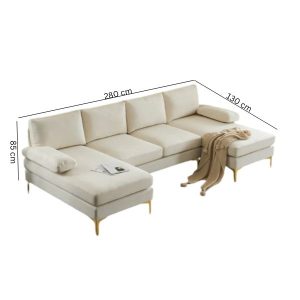 Atlanta U-Shaped Modular Sofa - indoor sectional with an extra-wide double chaise longue.