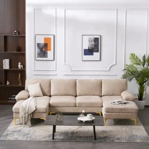 Atlanta U-Shaped Modular Sofa - indoor sectional with an extra-wide double chaise longue.