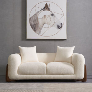 Alan 2 Seater Boucle Sofa curvy design in dubai