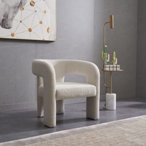 Antony Accent Chair in boucle fabric curvy model