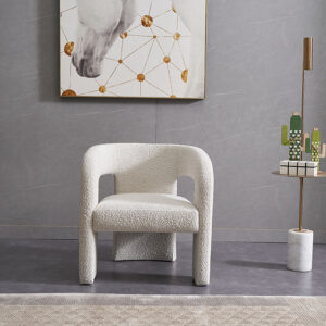Antony Accent Chair in boucle fabric curvy model