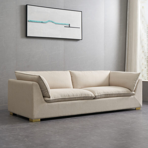 Serene Horizon Low-Profile Cream Bouclé Sofa