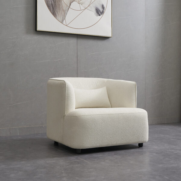 Aura Rounded Cream Bouclé Single Seater Armchair