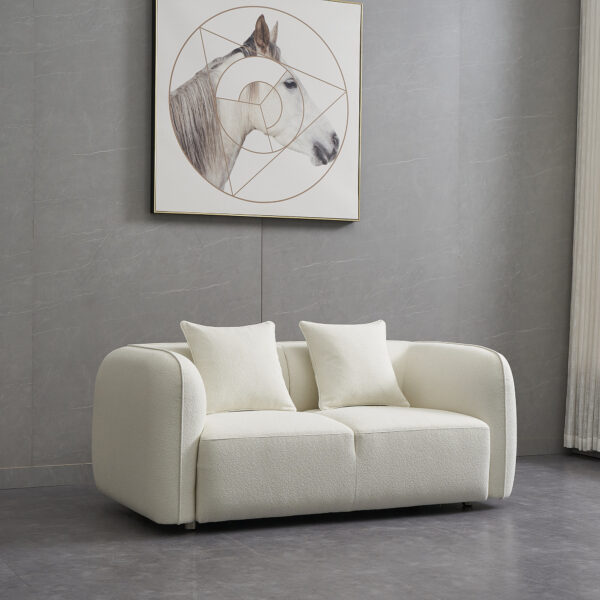 Aura Rounded Cream Bouclé Loveseat